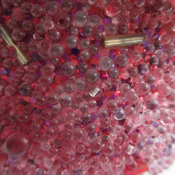Sugar Beaded Pear Fruit Christmas Ornaments Lot Of 10 Red/Pink/Gold Bugle Beads - Picture 8 of 14